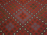 handmade Geometric Kilim Red Blue Hand-Woven RECTANGLE 100% WOOL area rug 8x10