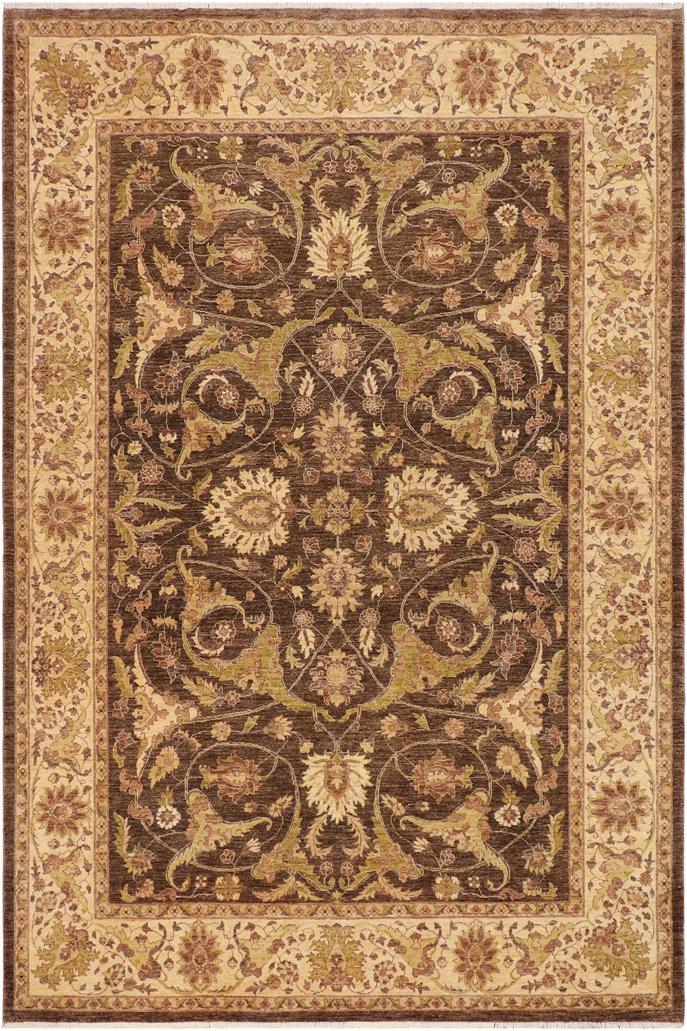 handmade Traditional Kafkaz Brown Beige Hand Knotted RECTANGLE 100% WOOL area rug 9X12