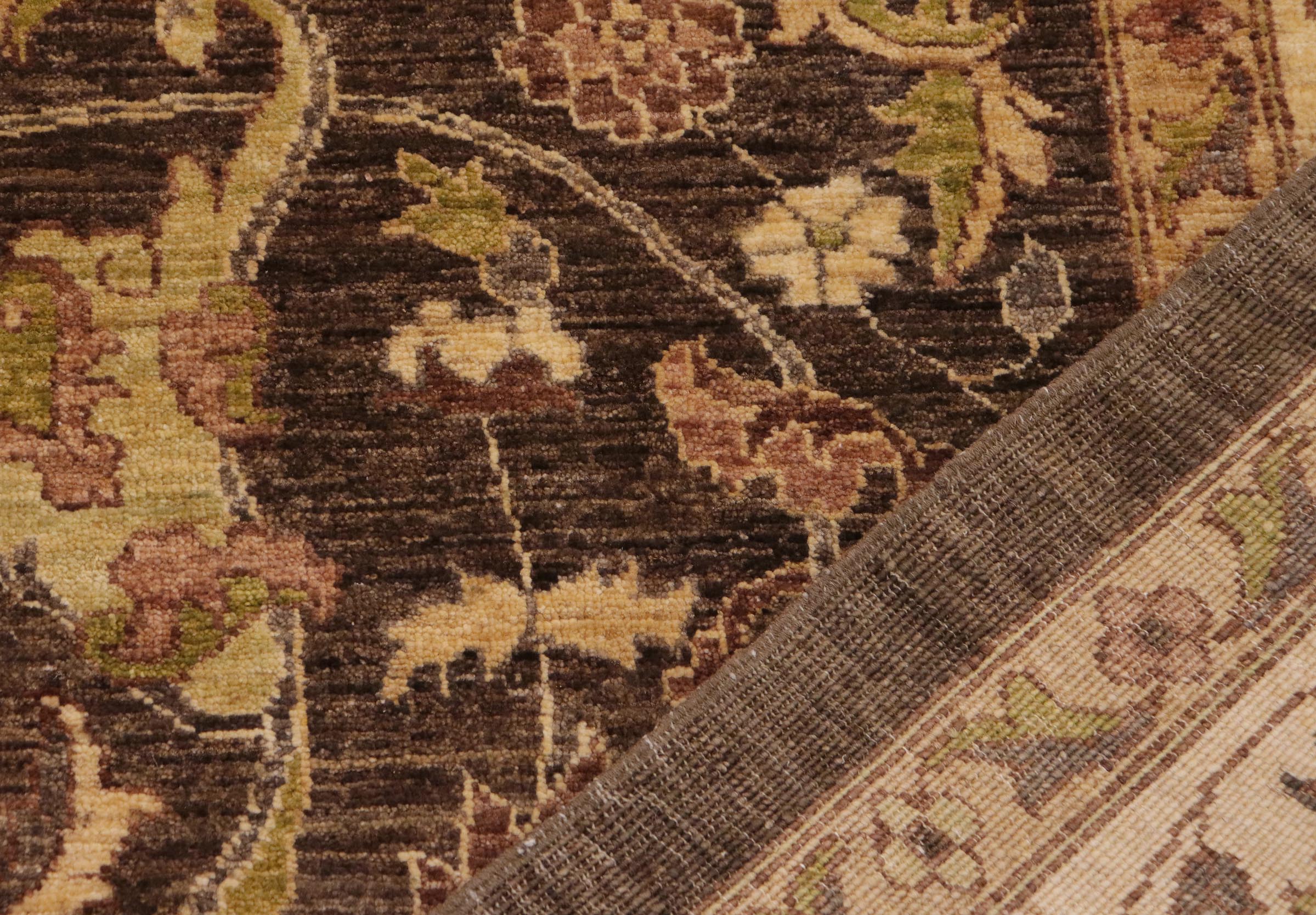 handmade Traditional Kafkaz Brown Beige Hand Knotted RECTANGLE 100% WOOL area rug 9x12