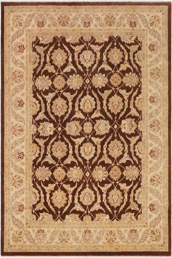 handmade Traditional Kafkaz Brown Beige Hand Knotted RECTANGLE 100% WOOL area rug 9X12