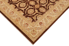 handmade Traditional Kafkaz Brown Beige Hand Knotted RECTANGLE 100% WOOL area rug 9X12