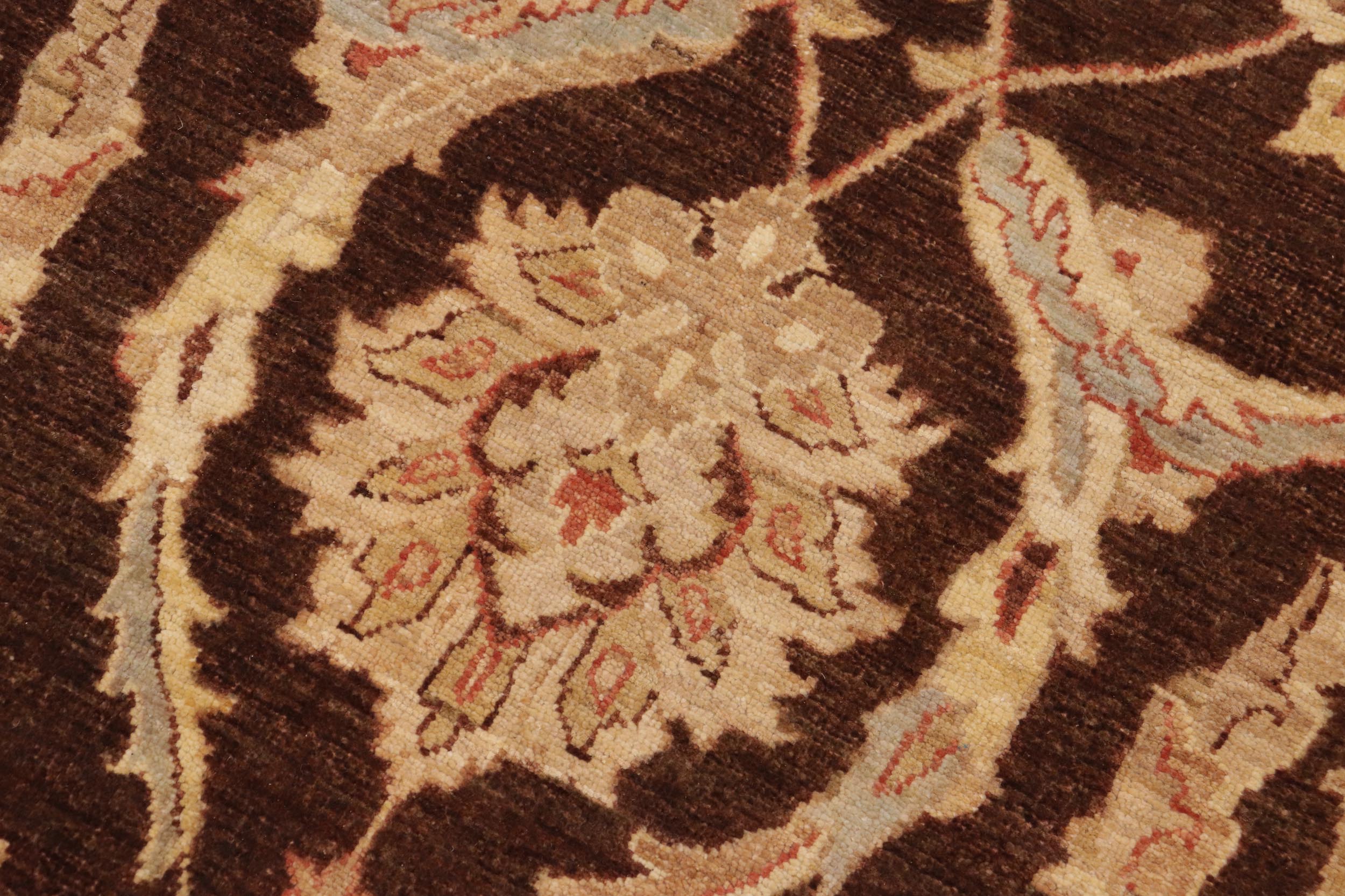 handmade Transitional Kafkaz Brown Beige Hand Knotted RECTANGLE 100% WOOL area rug 9' x 12'