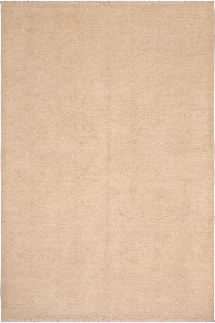 handmade Transitional Kafkaz Tan Brown Hand Knotted RECTANGLE 100% WOOL area rug 6X9