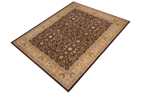 handmade Traditional  Brown Ivory Hand Knotted RECTANGLE 100% WOOL area rug 9' x 12'