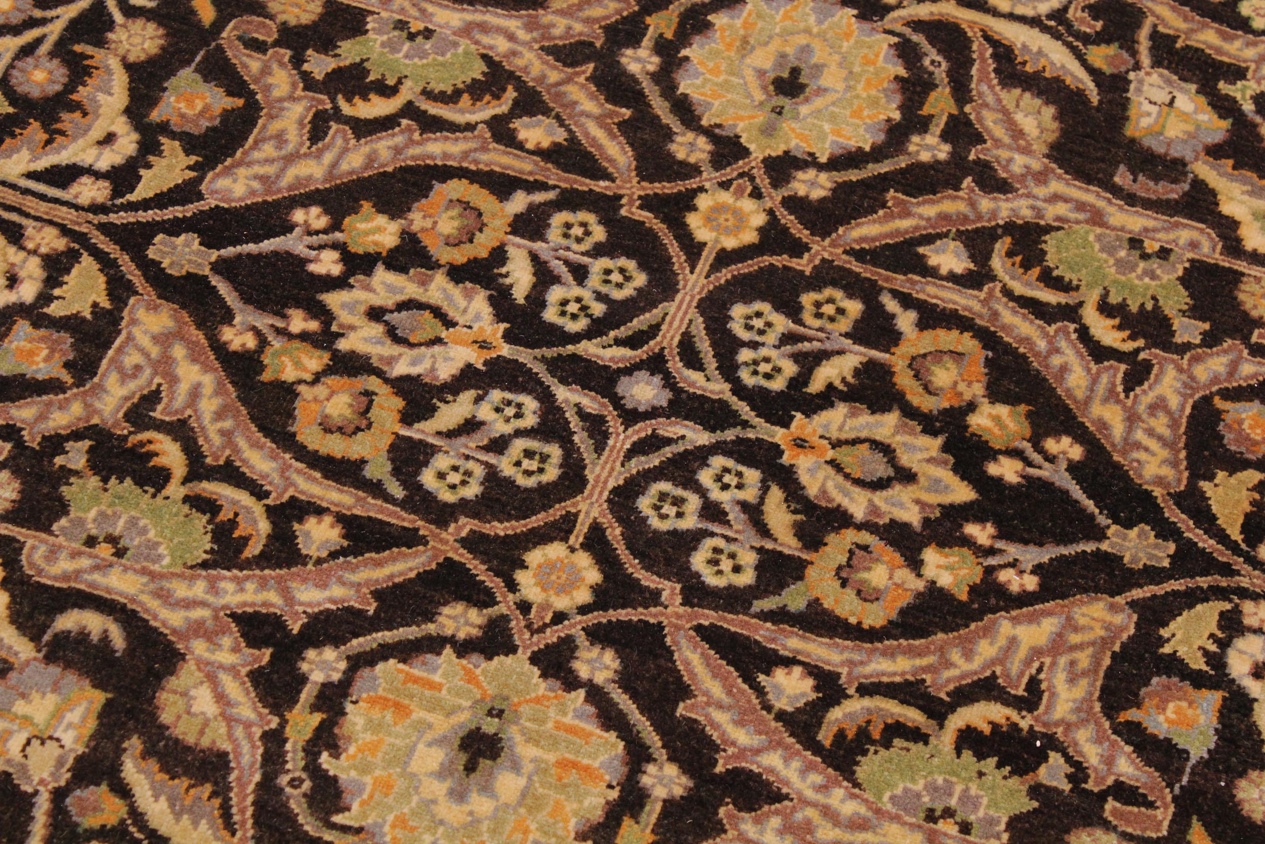 handmade Traditional  Brown Ivory Hand Knotted RECTANGLE 100% WOOL area rug 9' x 12'