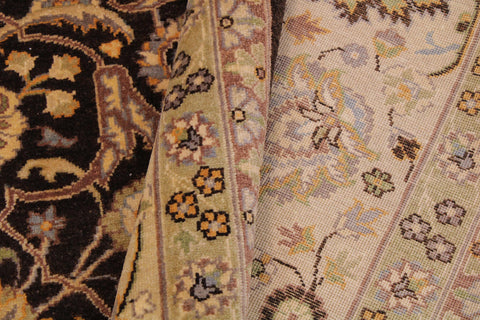 handmade Traditional  Brown Ivory Hand Knotted RECTANGLE 100% WOOL area rug 9' x 12'