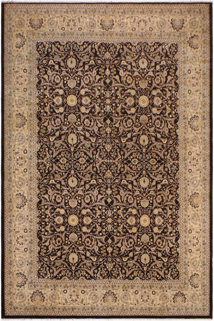 handmade Traditional  Brown Ivory Hand Knotted RECTANGLE 100% WOOL area rug 9'X12'
