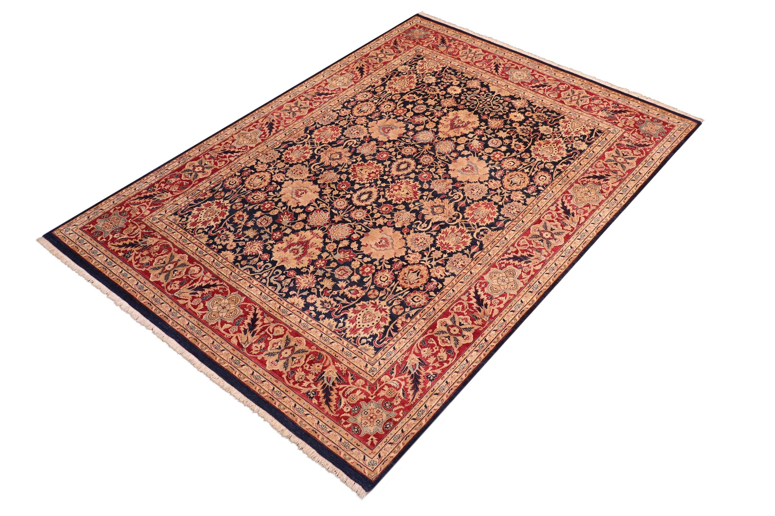 handmade Transitional Mehal Blue Red Hand Knotted RECTANGLE 100% WOOL area rug 8 x 10