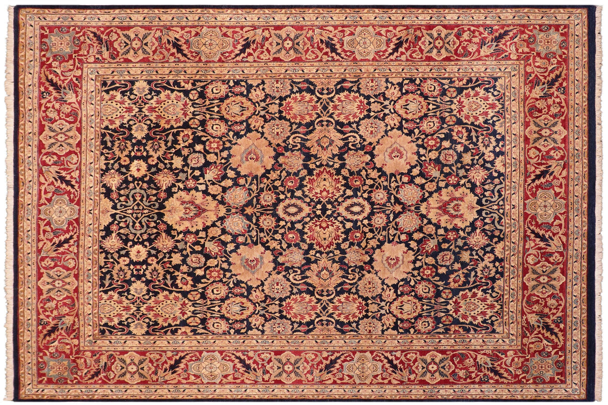 handmade Transitional Mehal Blue Red Hand Knotted RECTANGLE 100% WOOL area rug 8x10