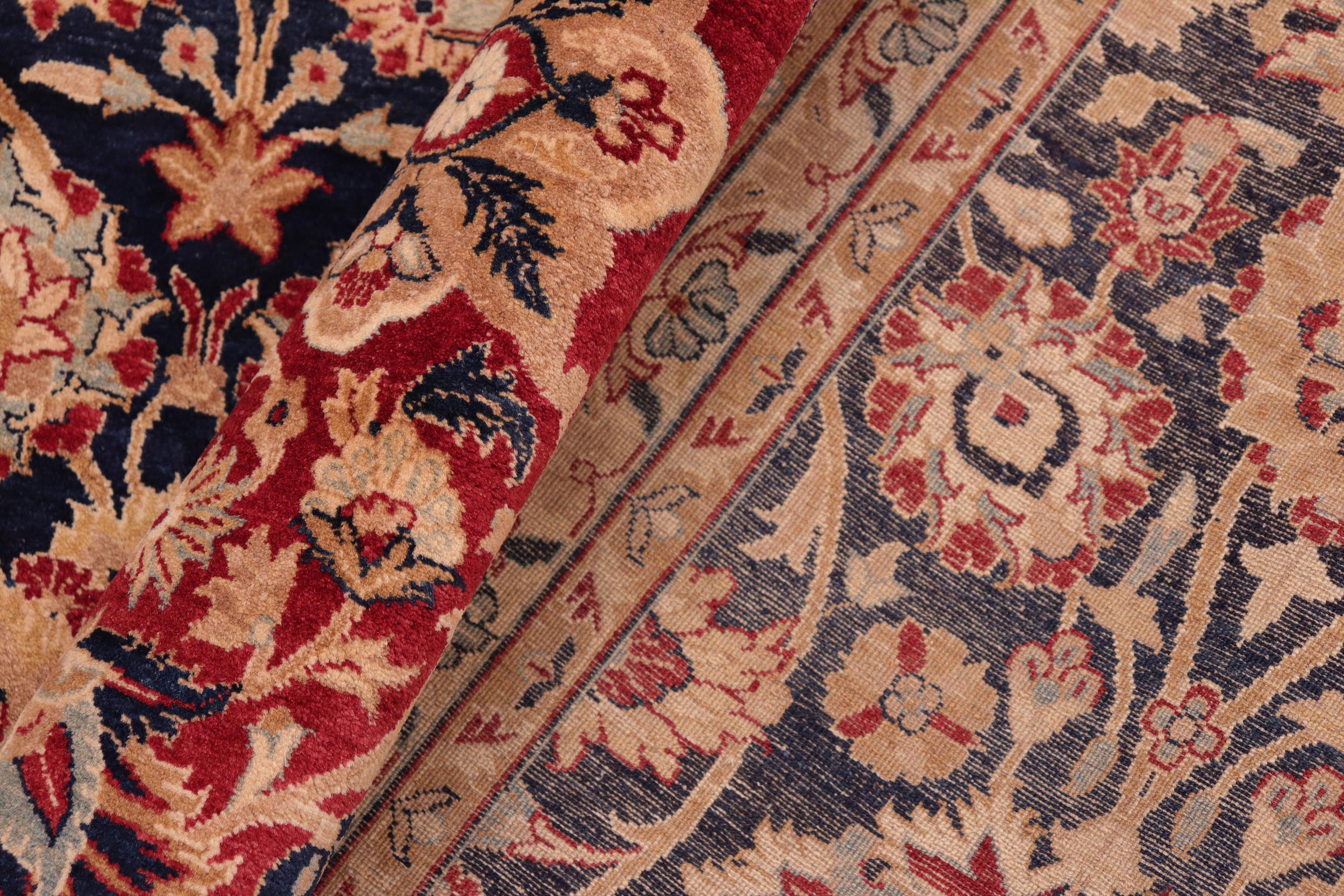 handmade Transitional Mehal Blue Red Hand Knotted RECTANGLE 100% WOOL area rug 8x10