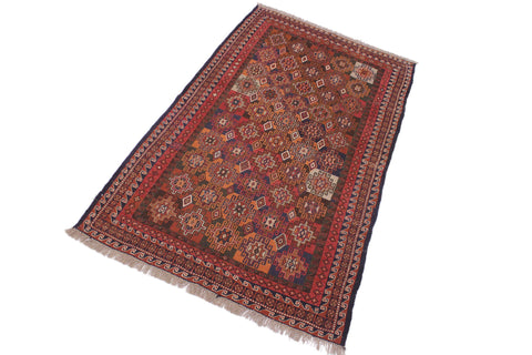 handmade Geometric Soumakh Rust Green Hand-Woven RECTANGLE 100% WOOL area rug 5 x 8