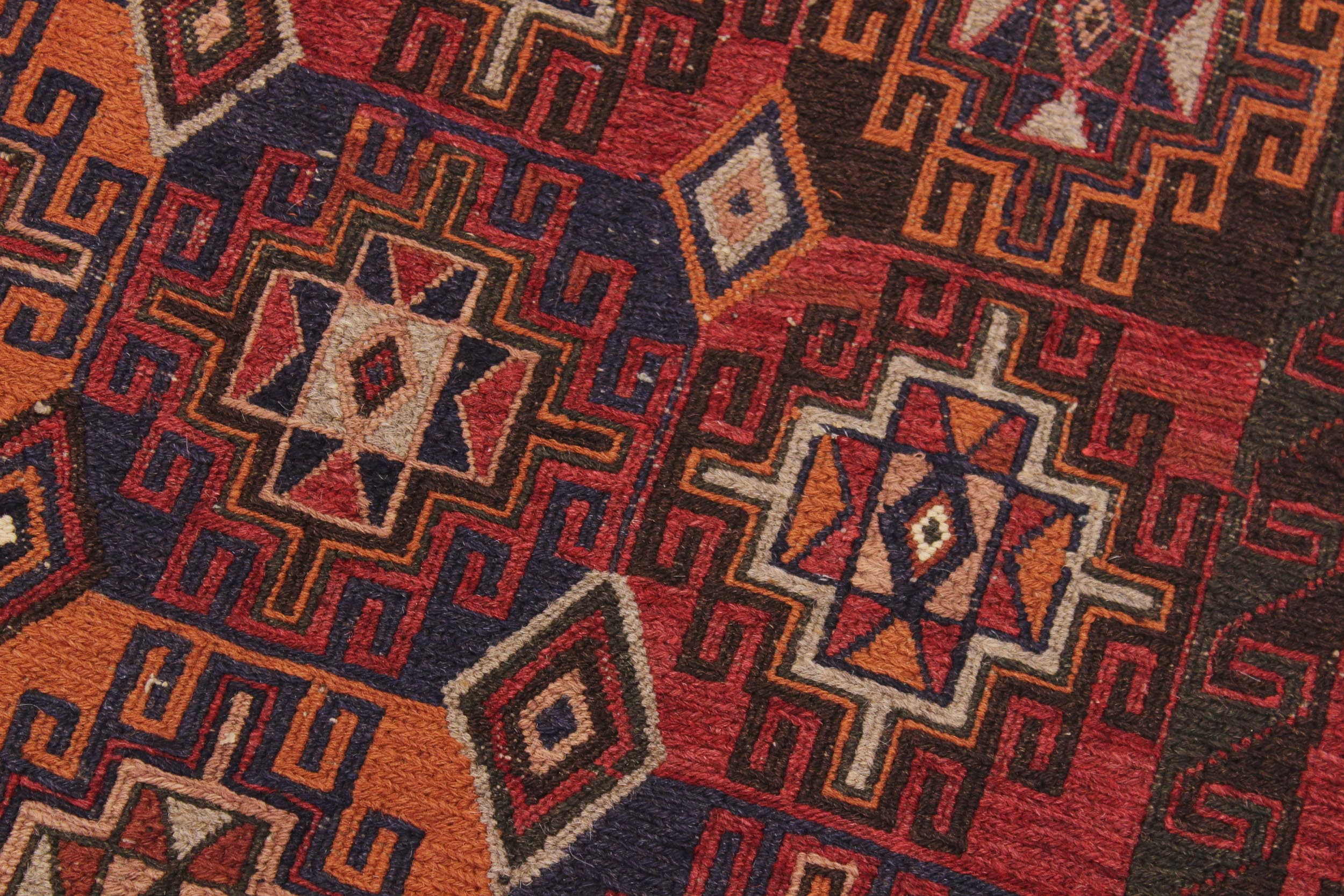 handmade Geometric Soumakh Rust Green Hand-Woven RECTANGLE 100% WOOL area rug 5 x 8