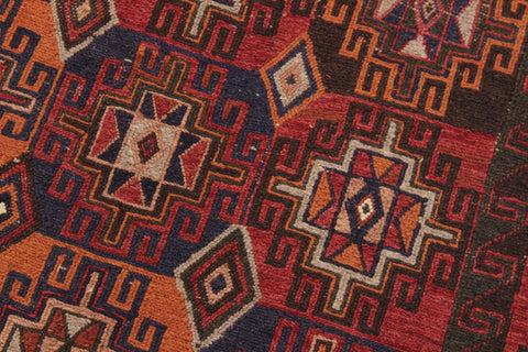 handmade Geometric Soumakh Rust Green Hand-Woven RECTANGLE 100% WOOL area rug 5 x 8