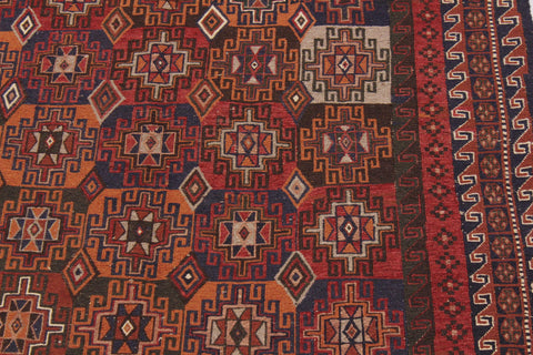 handmade Geometric Soumakh Rust Green Hand-Woven RECTANGLE 100% WOOL area rug 5 x 8