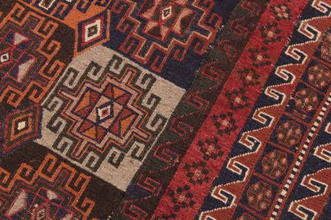 handmade Geometric Soumakh Rust Green Hand-Woven RECTANGLE 100% WOOL area rug 5 x 8