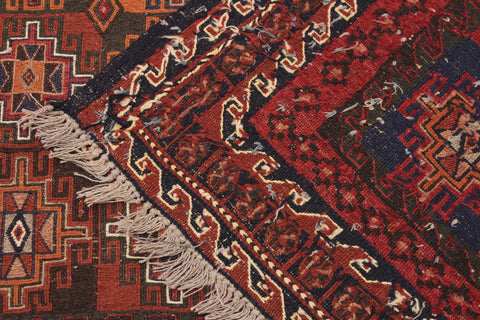 handmade Geometric Soumakh Rust Green Hand-Woven RECTANGLE 100% WOOL area rug 5 x 8
