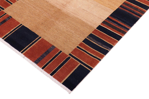 handmade Modern Gabbeh Beige Blue Hand Knotted RECTANGLE 100% WOOL area rug 5' x 7'