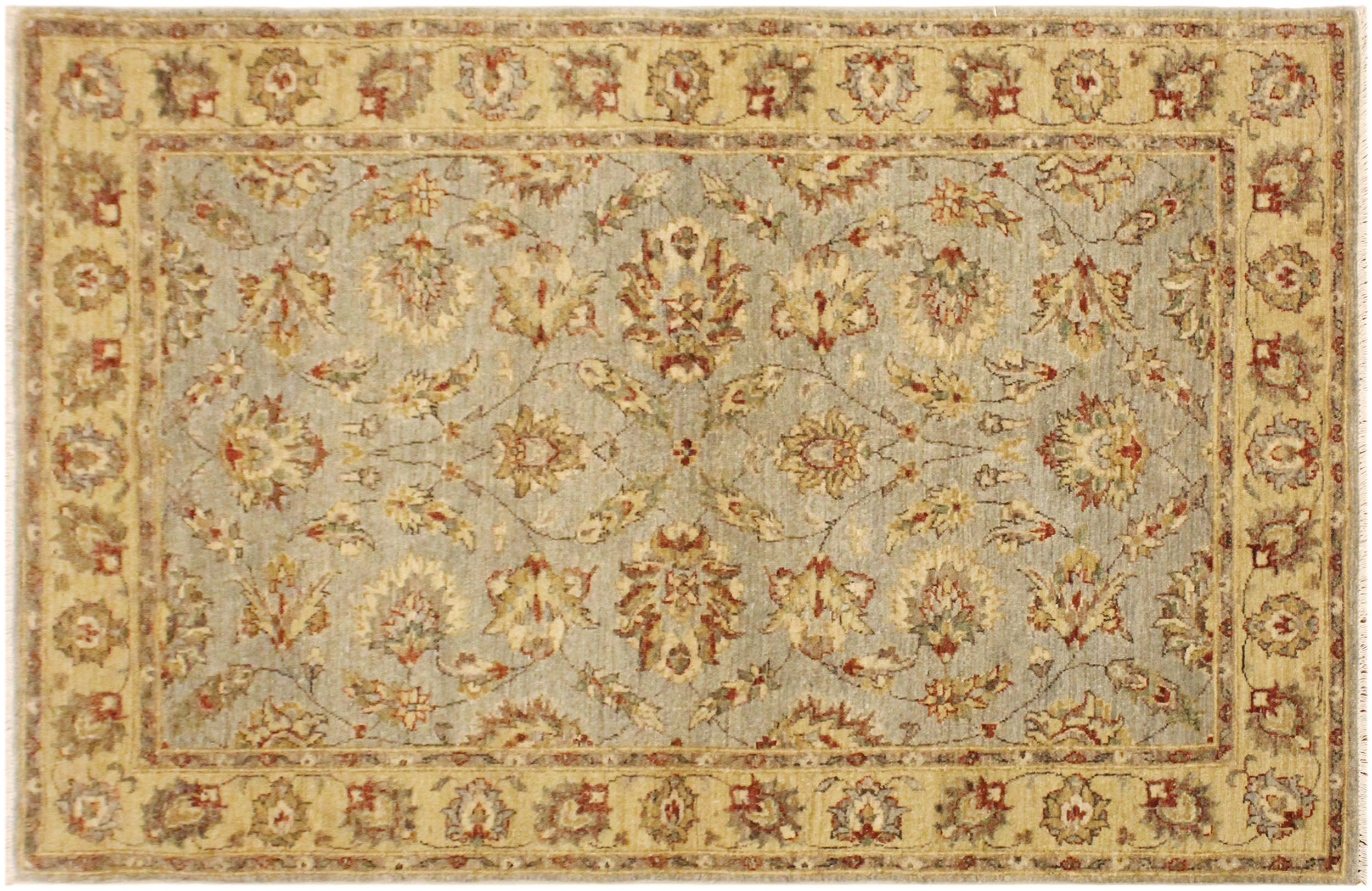 handmade Traditional Kafkaz Blue Gold Hand Knotted RECTANGLE 100% WOOL area rug 4x6