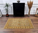 handmade Traditional Kafkaz Blue Gold Hand Knotted RECTANGLE 100% WOOL area rug 4 x 6