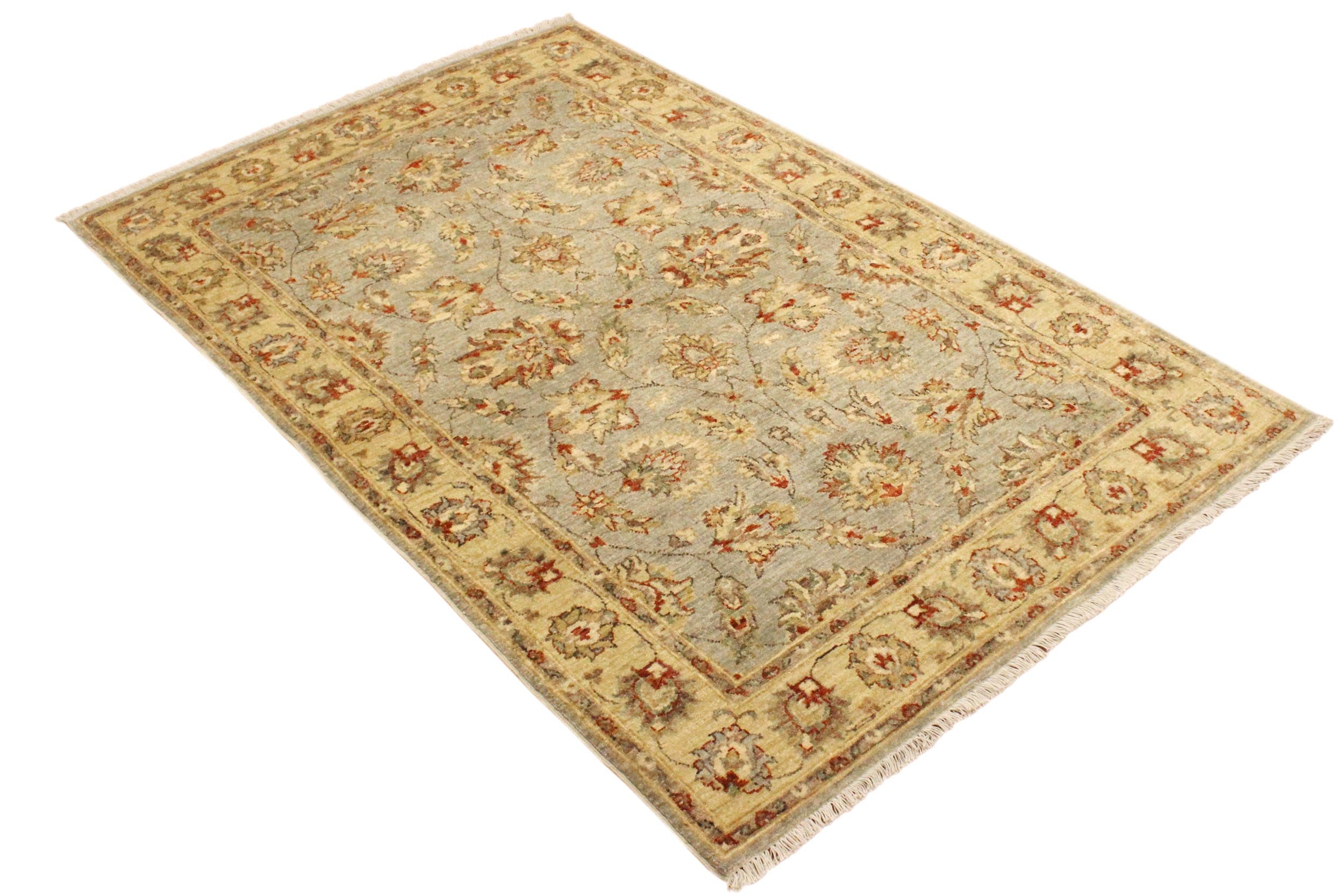 handmade Traditional Kafkaz Blue Gold Hand Knotted RECTANGLE 100% WOOL area rug 4x6