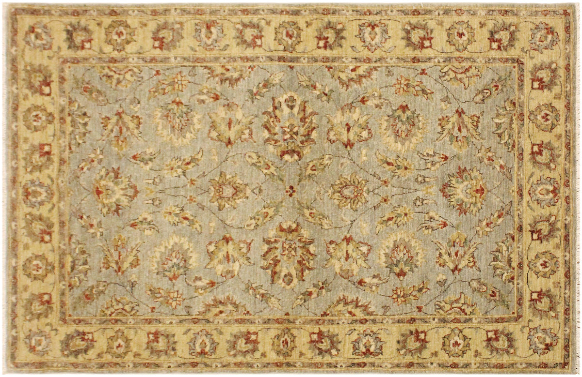 handmade Traditional Kafkaz Blue Gold Hand Knotted RECTANGLE 100% WOOL area rug 4x6
