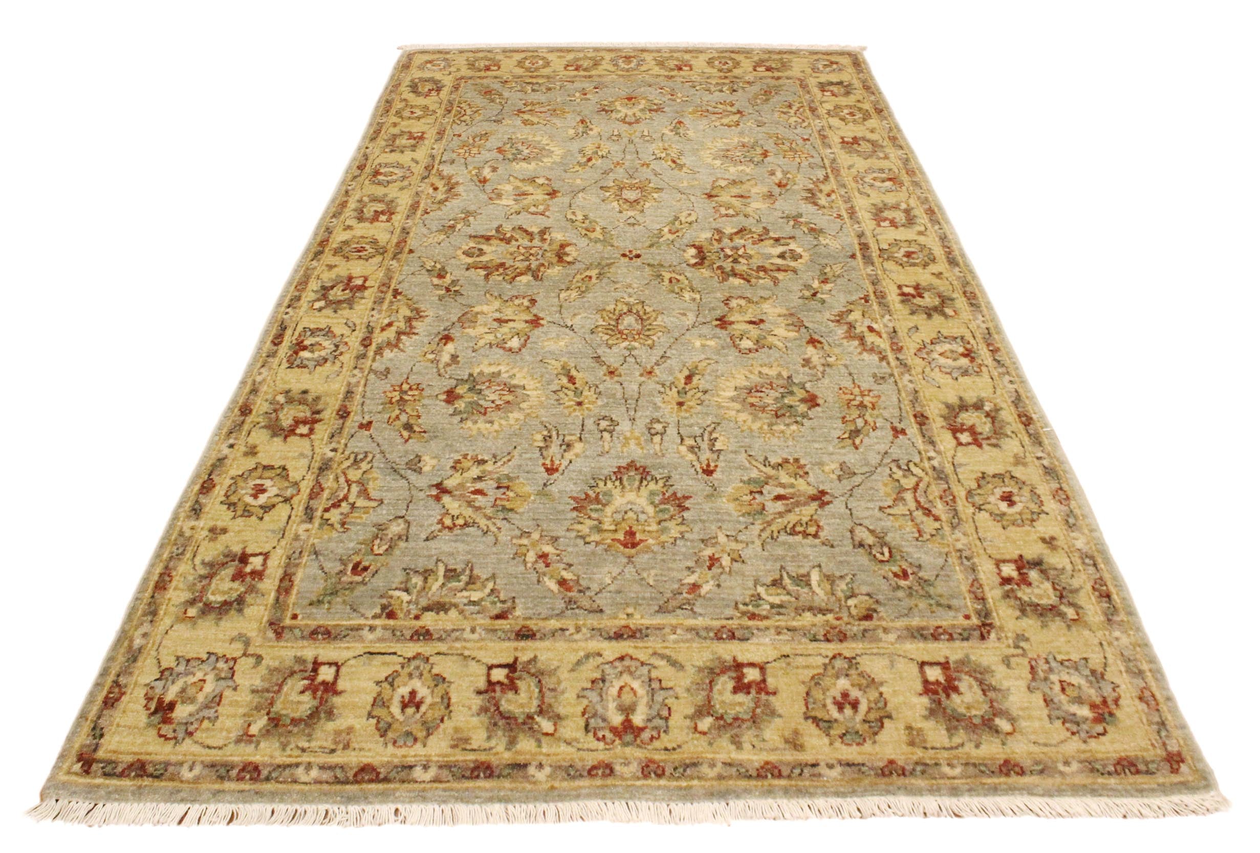 handmade Traditional Kafkaz Blue Gold Hand Knotted RECTANGLE 100% WOOL area rug 4x6