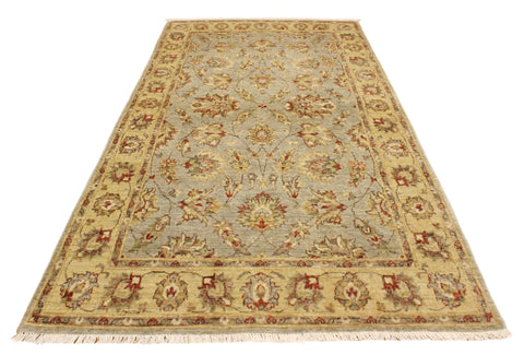 handmade Traditional Kafkaz Blue Gold Hand Knotted RECTANGLE 100% WOOL area rug 4x6