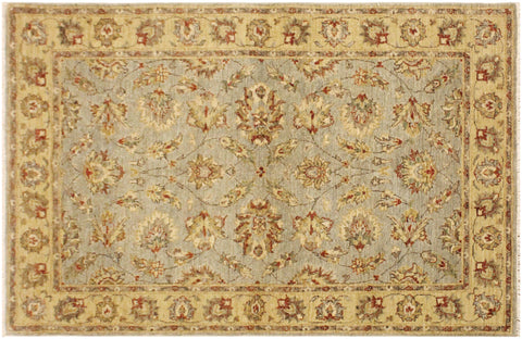 handmade Traditional Kafkaz Blue Gold Hand Knotted RECTANGLE 100% WOOL area rug 4x6