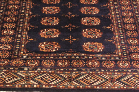 handmade Geometric Bokhara Blue Blue Hand Knotted RECTANGLE 100% WOOL area rug 4X6