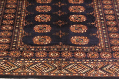 handmade Geometric Bokhara Blue Blue Hand Knotted RECTANGLE 100% WOOL area rug 4X6