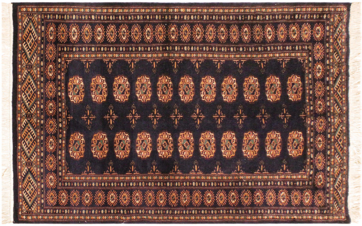 handmade Geometric Bokhara Blue Blue Hand Knotted RECTANGLE 100% WOOL area rug 4X6