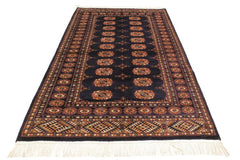 handmade Geometric Bokhara Blue Blue Hand Knotted RECTANGLE 100% WOOL area rug 4X6