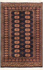 handmade Geometric Bokhara Blue Blue Hand Knotted RECTANGLE 100% WOOL area rug 4X6