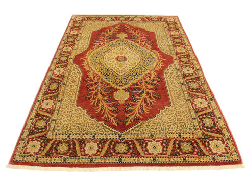 handmade Traditional Design Pink Rust Hand Knotted RECTANGLE 100% WOOL area rug 4' x 6'