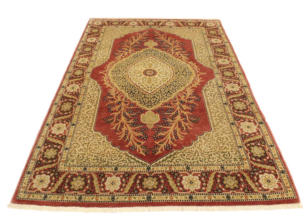 handmade Traditional Design Pink Rust Hand Knotted RECTANGLE 100% WOOL area rug 4'X6'