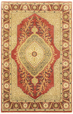 handmade Traditional Design Pink Rust Hand Knotted RECTANGLE 100% WOOL area rug 4'X6'