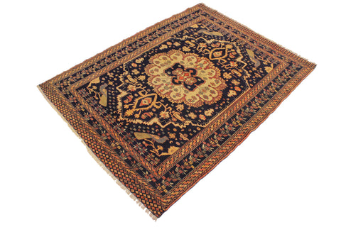 handmade Traditional Antique  Blue Ivory Hand Knotted RECTANGLE 100% WOOL area rug 5x6