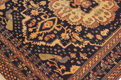 handmade Traditional Antique  Blue Ivory Hand Knotted RECTANGLE 100% WOOL area rug 5x6