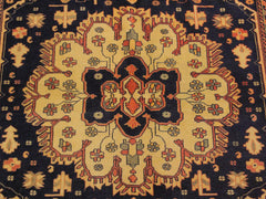 handmade Geometric  Blue Ivory Hand Knotted RECTANGLE 100% WOOL area rug 5x6