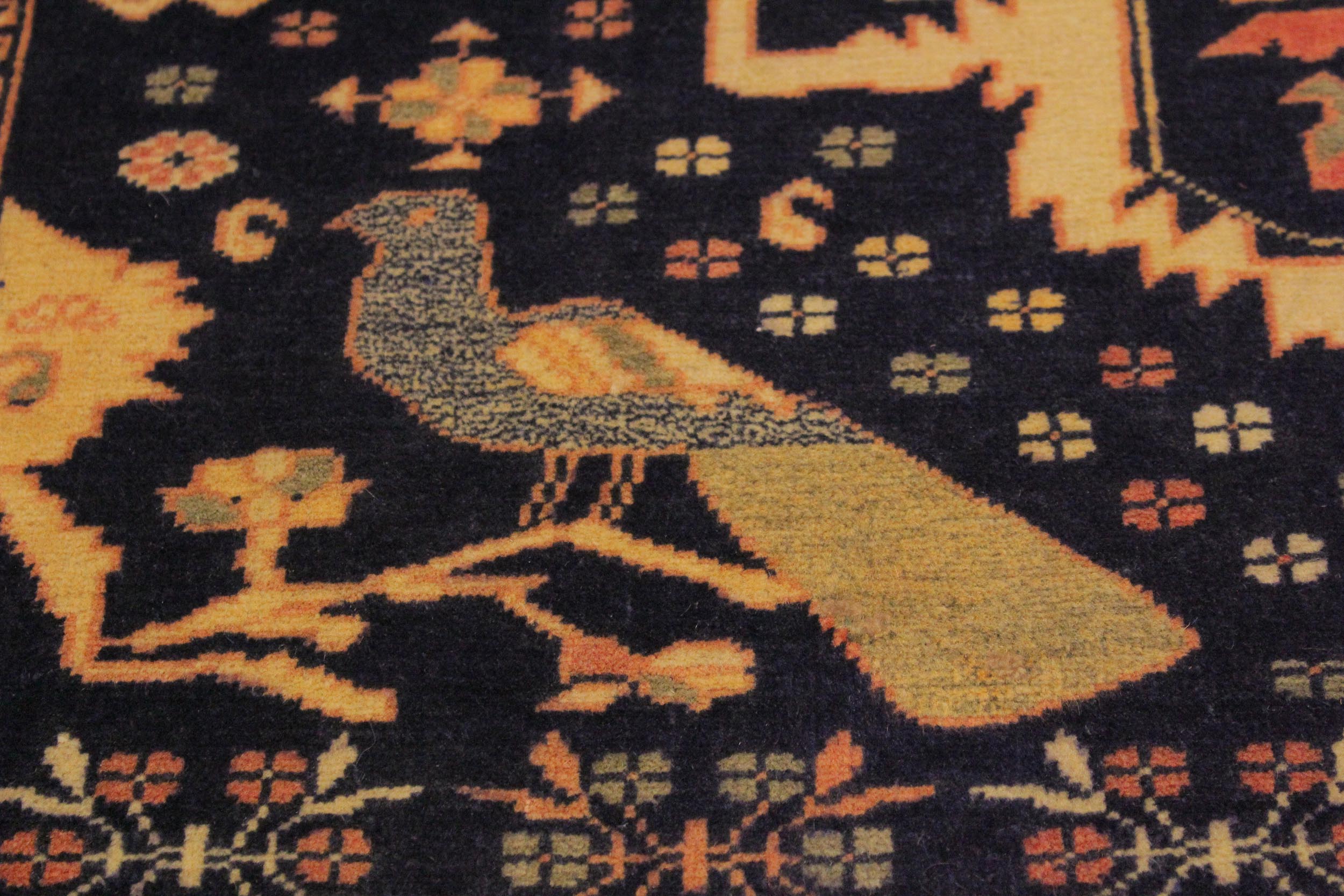 handmade Traditional Antique  Blue Ivory Hand Knotted RECTANGLE 100% WOOL area rug 5x6