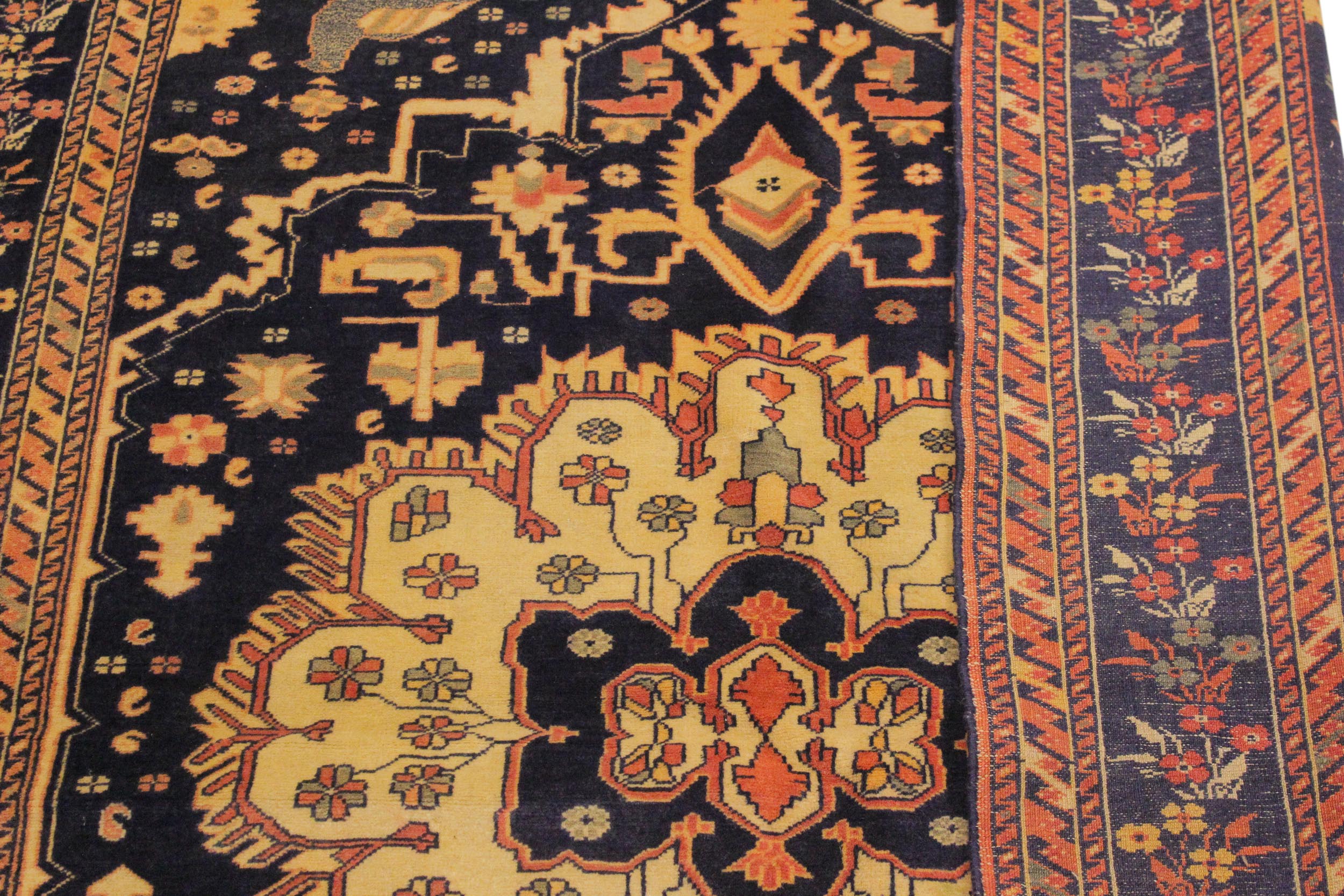 handmade Traditional Antique  Blue Ivory Hand Knotted RECTANGLE 100% WOOL area rug 5x6