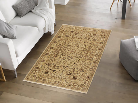 handmade Traditional Kafkaz Tan Beige Hand Knotted RECTANGLE 100% WOOL area rug 4x6