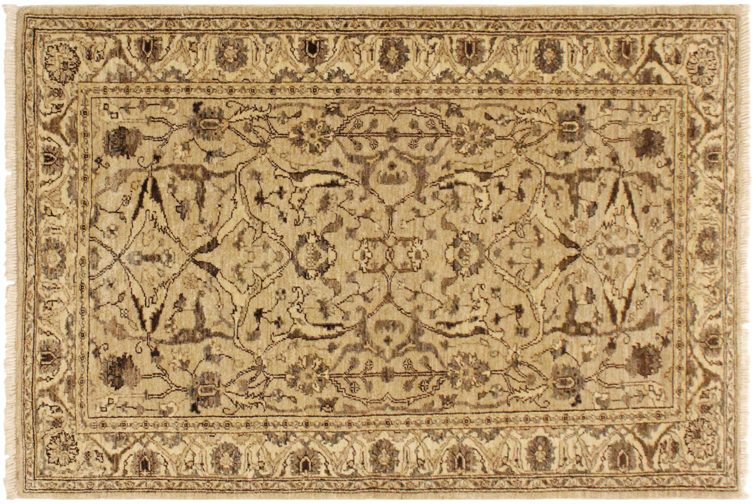 handmade Traditional Kafkaz Tan Beige Hand Knotted RECTANGLE 100% WOOL area rug 4x6