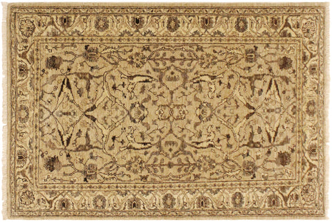 handmade Traditional Kafkaz Tan Beige Hand Knotted RECTANGLE 100% WOOL area rug 4x6
