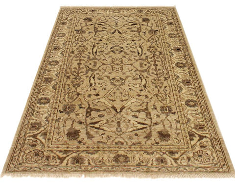handmade Traditional Kafkaz Tan Beige Hand Knotted RECTANGLE 100% WOOL area rug 4x6