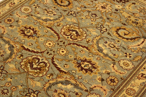 handmade Traditional Lahore Lt. Green Gold Hand Knotted RECTANGLE 100% WOOL area rug 4' x 6'