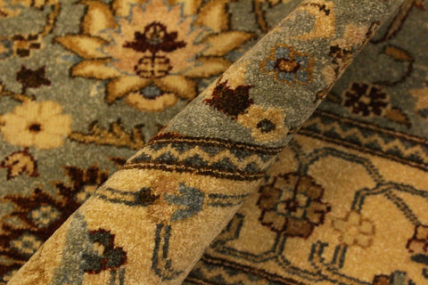 handmade Traditional Lahore Lt. Green Gold Hand Knotted RECTANGLE 100% WOOL area rug 4' x 6'