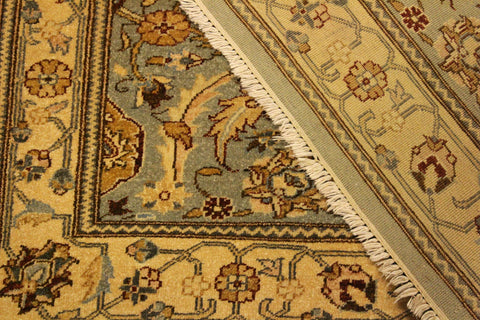 handmade Traditional Lahore Lt. Green Gold Hand Knotted RECTANGLE 100% WOOL area rug 4' x 6'