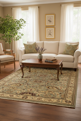 handmade Traditional Lahore Lt. Green Gold Hand Knotted RECTANGLE 100% WOOL area rug 4'X6'