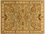handmade Traditional Lahore Lt. Green Gold Hand Knotted RECTANGLE 100% WOOL area rug 4x6
